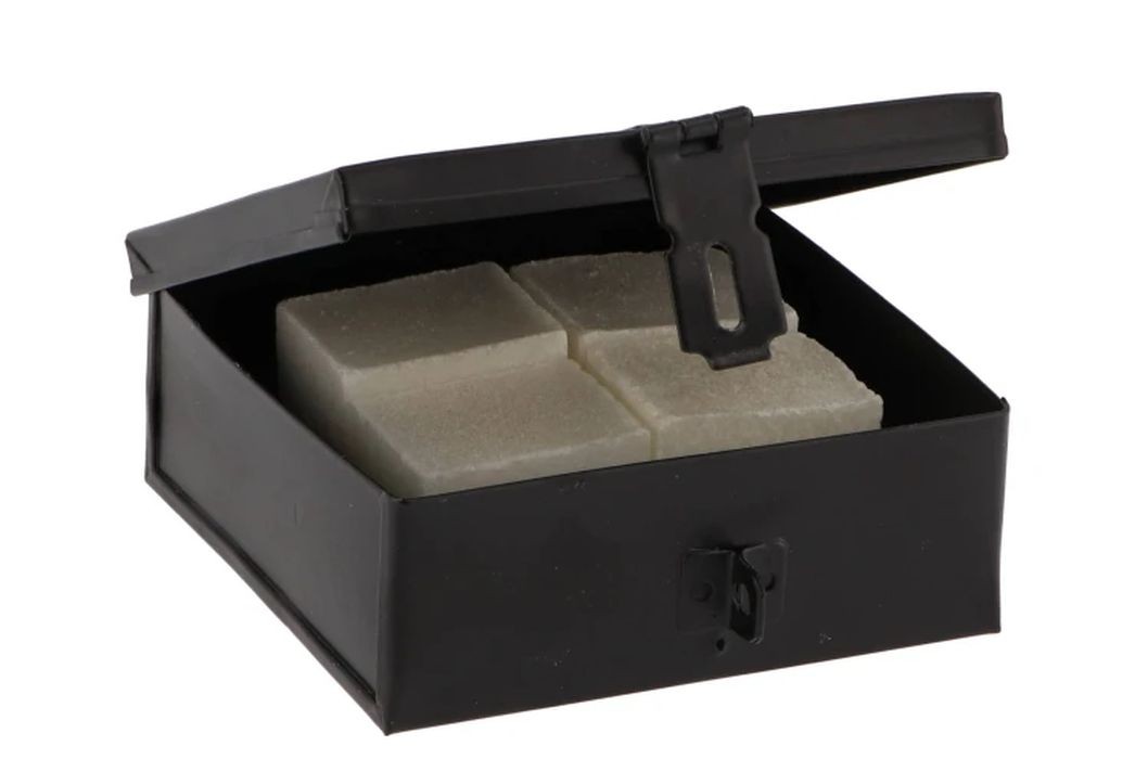 Černý antik kovový úložný box/ krabička Amber Doos - 12*12*5 cm 
