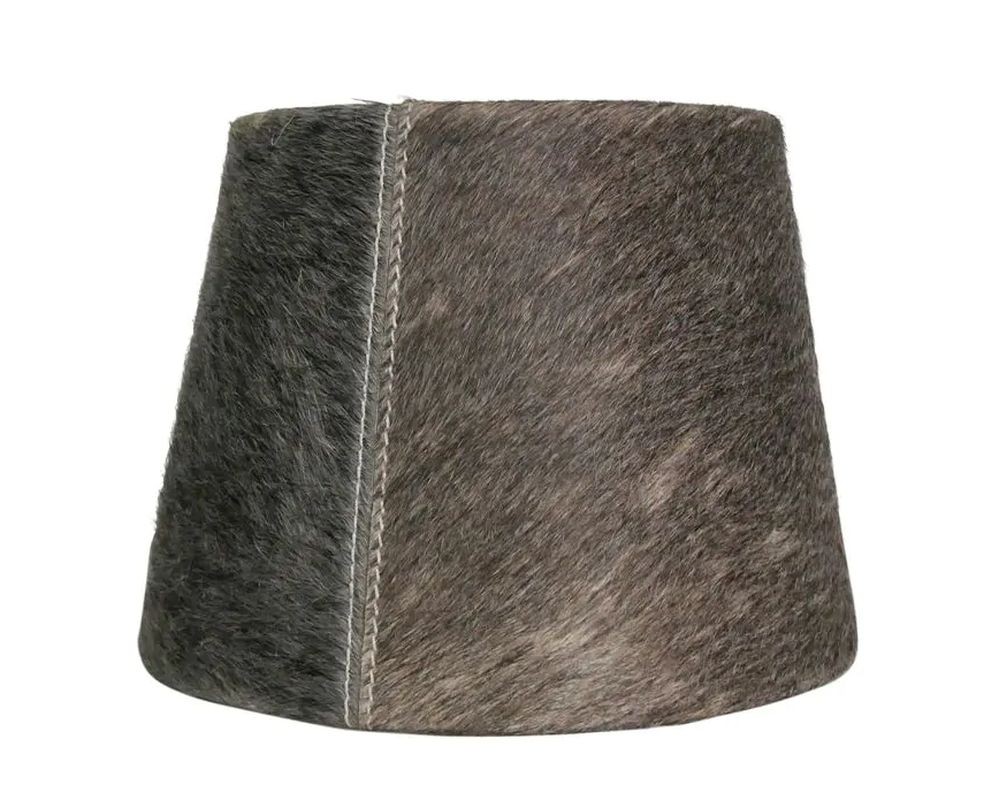 Stínidlo na lampu z hovězí kůže - hnědo šedá - Ø 20 * Ø 15*15cm