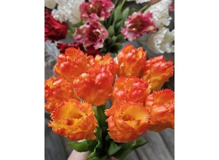 Kytice 5ks oranžových realistických tulipánů Tulips Papagayo - 39 cm