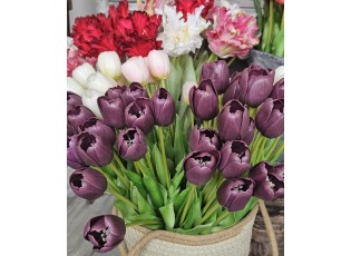 Kytice 7ks fialových realistických tulipánů Tulips - 43cm