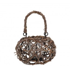 Proutěná lucerna na čajovou svíčku Masa Vine Wood - Ø 16*12/23 cm