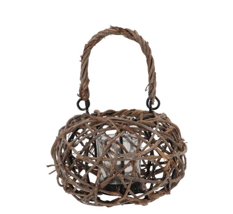 Proutěná lucerna na čajovou svíčku Masa Vine Wood - Ø 16*12/23 cm