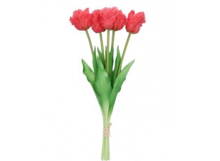 Kytice 5ks tmavě růžových realistických tulipánů Tulips Papagayo - 39 cm