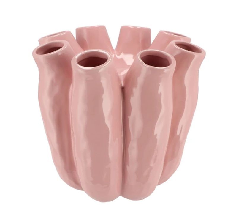 Růžová keramická váza Luna Tube Pink - Ø 24*24 cm