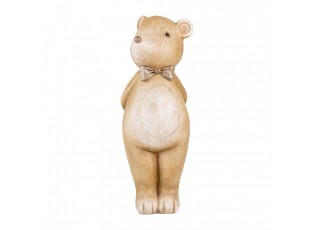 Hnědá dekorace medvídek s mašlí - 7*7*18 cm