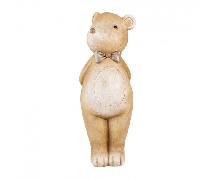 Hnědá dekorace medvídek s mašlí - 7*7*18 cm Clayre & Eef