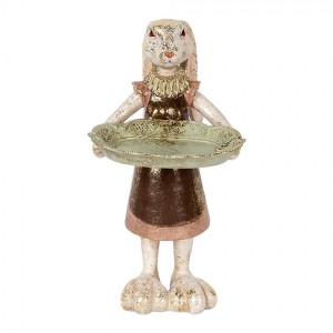 Dekorace figurka zajíc s podnosem a zlatou patinou - 15*15*29 cm