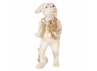 Decorative Figurine Rabbit 13 Cm Beige Gold Colored Plastic Heart - 6*7*13 cm