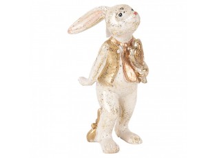 Decorative Figurine Rabbit 13 Cm Beige Gold Colored Plastic Heart - 6*7*13 cm