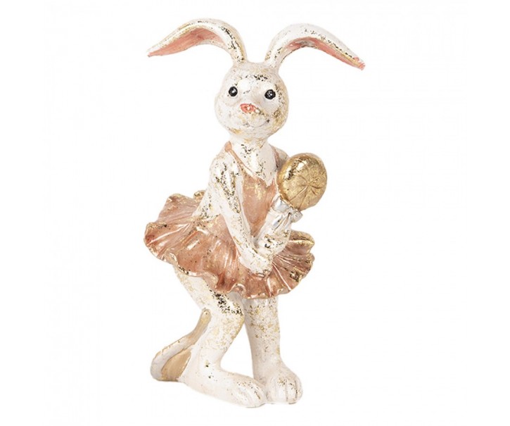 Decorative Figurine Rabbit 14 Cm Beige Gold Colored Plastic - 8*6*14 cm Clayre & Eef