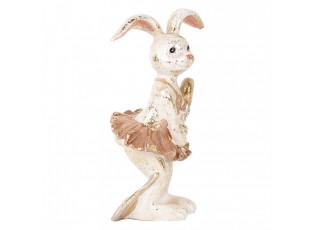 Decorative Figurine Rabbit 14 Cm Beige Gold Colored Plastic - 8*6*14 cm