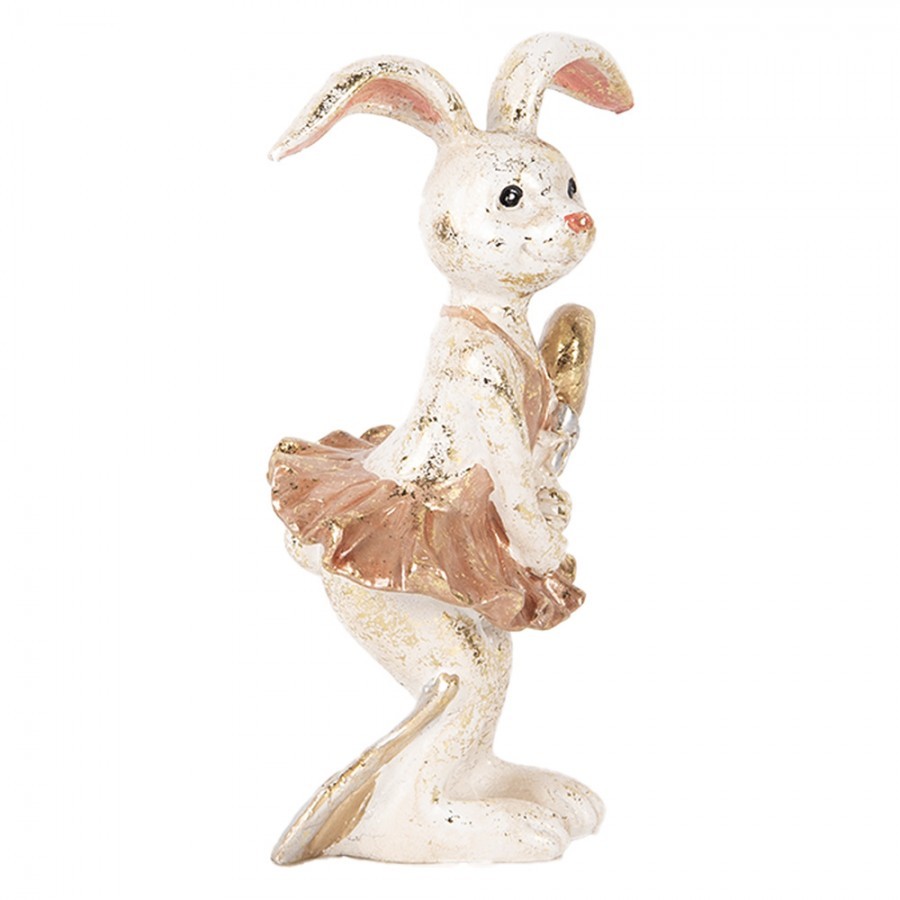 Decorative Figurine Rabbit 14 Cm Beige Gold Colored Plastic - 8*6*14 cm