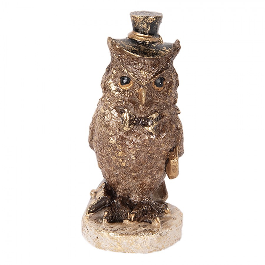 Decorative Figurine Owl 14 Cm Brown Plastic - 7*6*14 cm