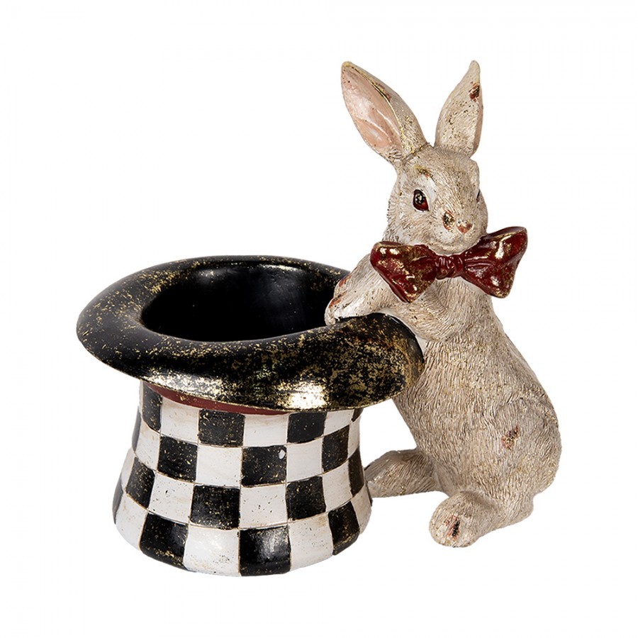 Decorative Figurine Rabbit 25x16x23 Cm Beige Black Plastic - 25*16*23 cm