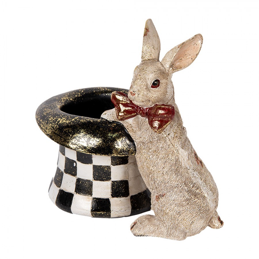 Decorative Figurine Rabbit 25x16x23 Cm Beige Black Plastic - 25*16*23 cm