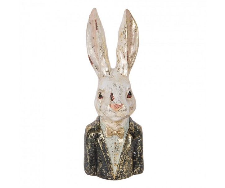 Dekorace busta králík se zlatým třpytem - 13*12*32 cm Clayre & Eef