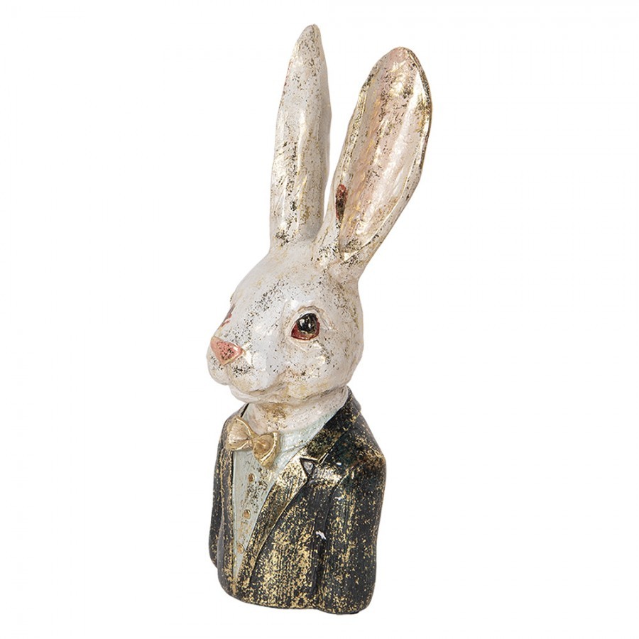 Dekorace busta králík se zlatým třpytem - 13*12*32 cm