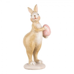 Dekorace králíček s růžovým vajíčkem - 5*6*13 cm