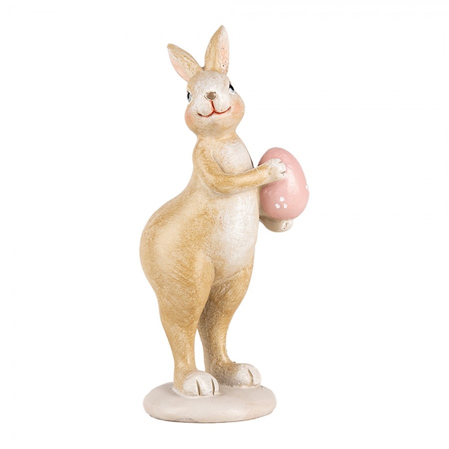 Dekorace králíček s růžovým vajíčkem - 5*6*13 cm