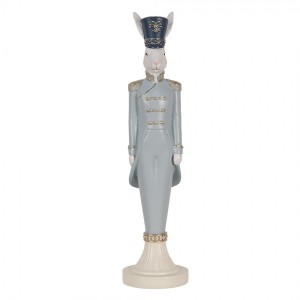 Dekorace figurka bílý králík v modrém obleku - 9*9*35 cm