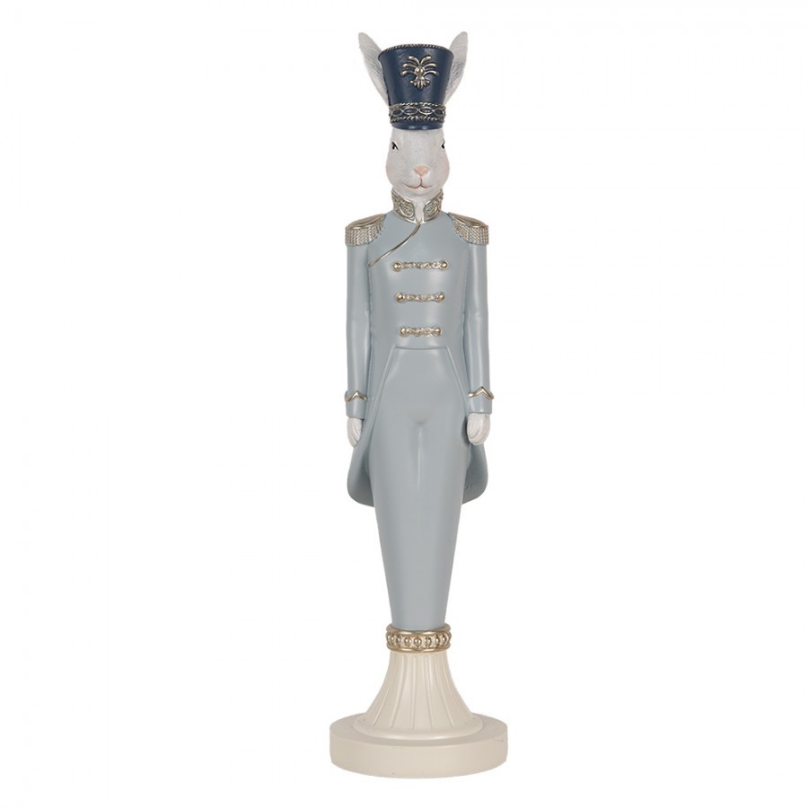Dekorace figurka bílý králík v modrém obleku - 9*9*35 cm