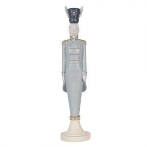 Dekorace figurka bílý králík v modrém obleku - 11*11*45 cm