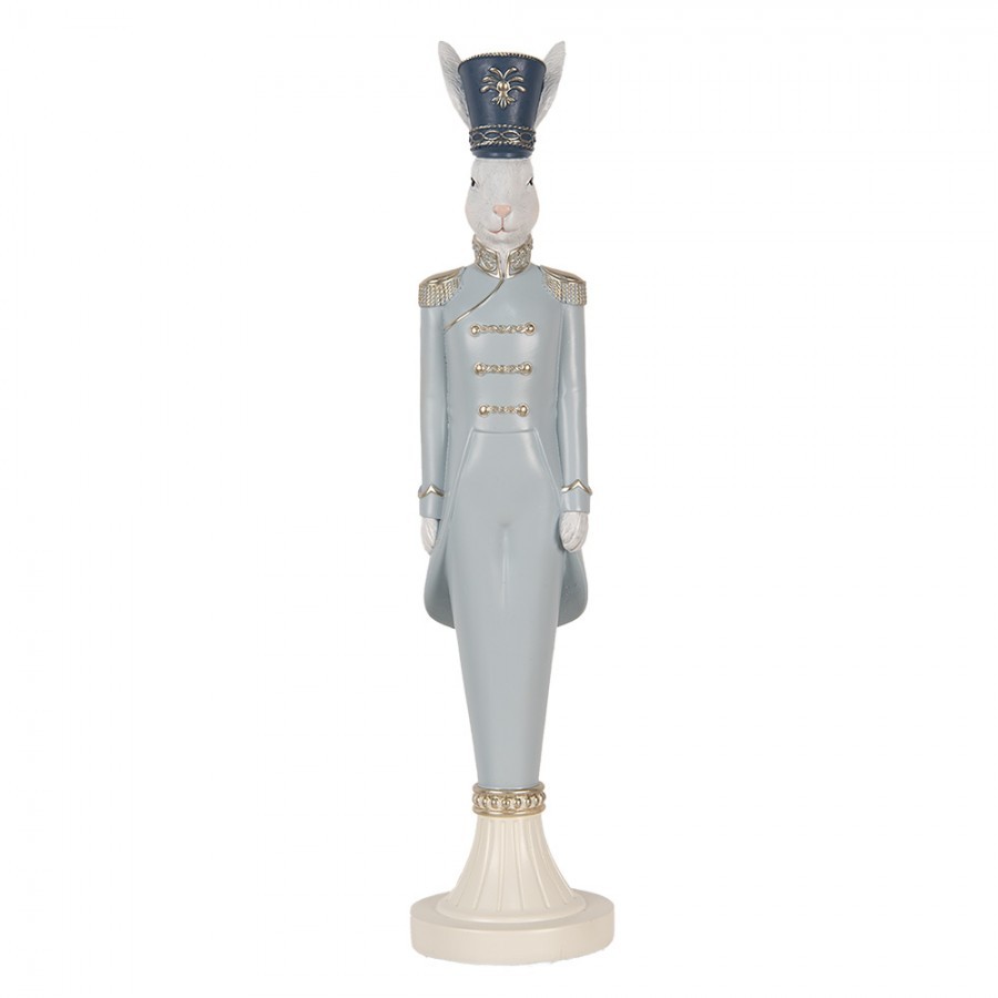 Dekorace figurka bílý králík v modrém obleku - 11*11*45 cm