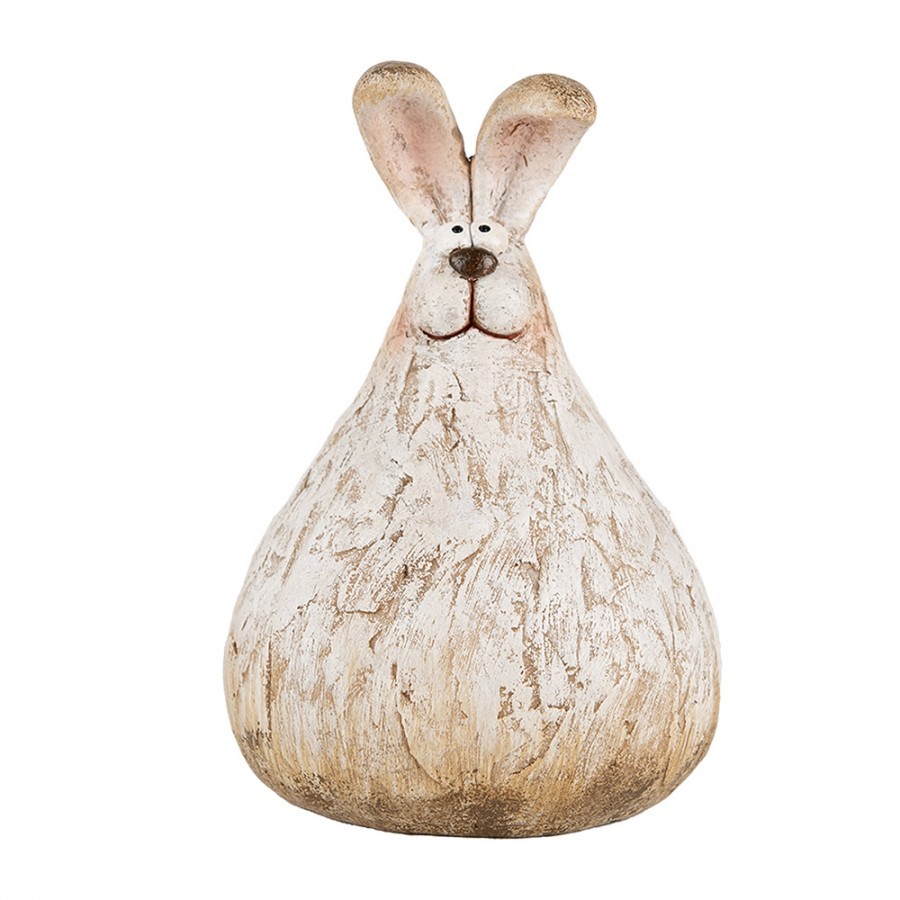 Béžová antik dekorace králík - 10*9*14 cm