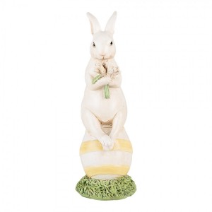 Dekorace králík s tulipány sedící na vajíčku - 7*7*19 cm