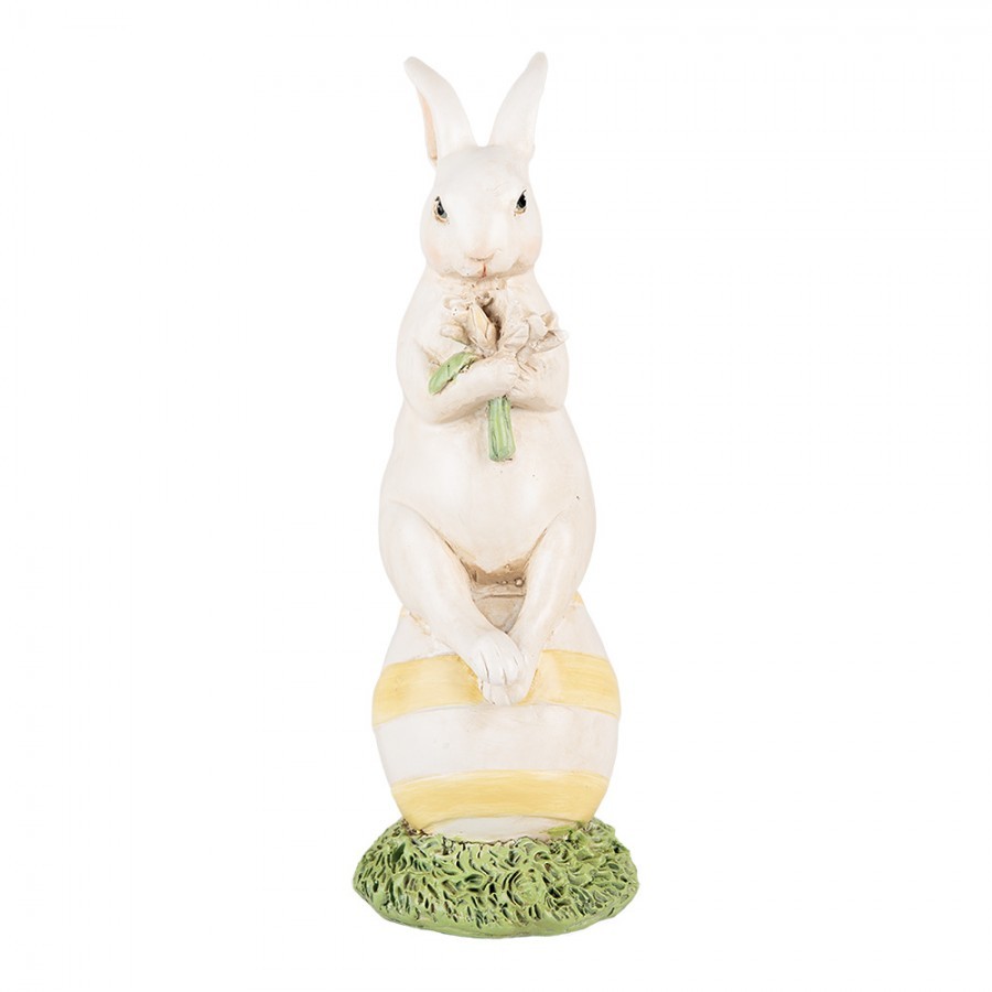Dekorace králík s tulipány sedící na vajíčku - 7*7*19 cm