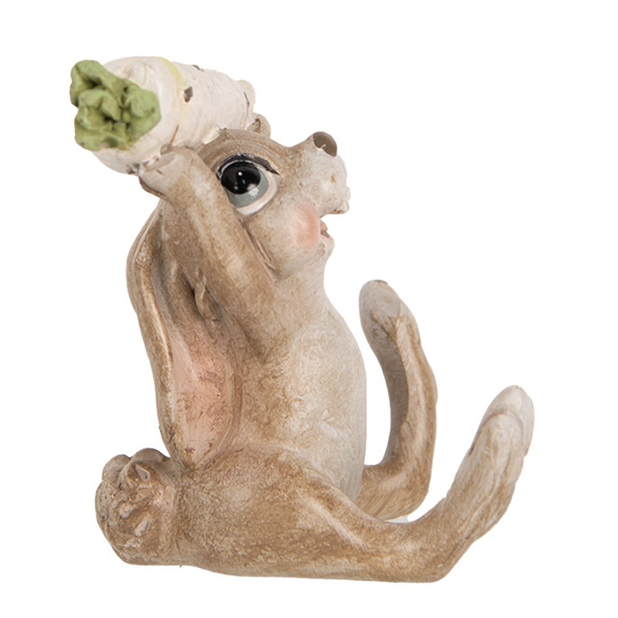 Decorative Figurine Rabbit 6x5x7 Cm Beige Plastic - 6*5*7 cm