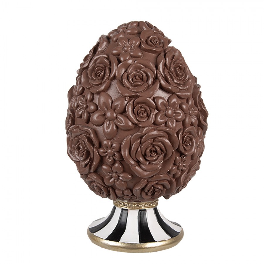 Dekorace čokoládové vejce s květy Egg na podstavci - Ø 11*17 cm