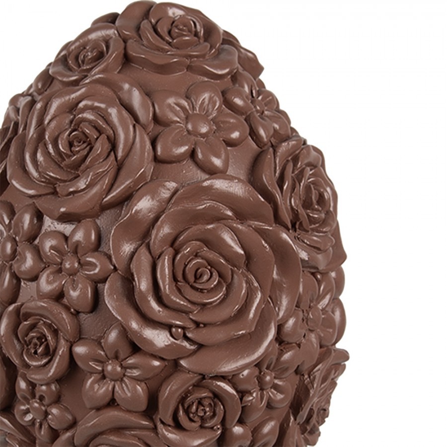 Dekorace čokoládové vejce s květy Egg na podstavci - Ø 11*17 cm