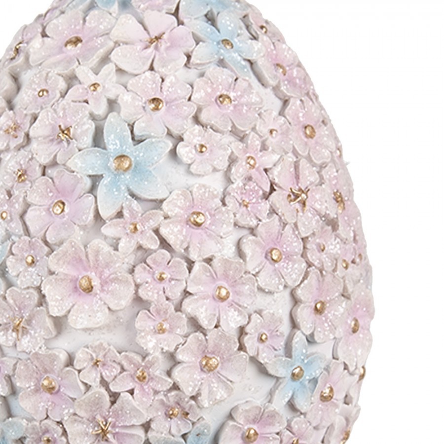 Růžová dekorace vajíčko z květů na podstavci - Ø 10*18 cm