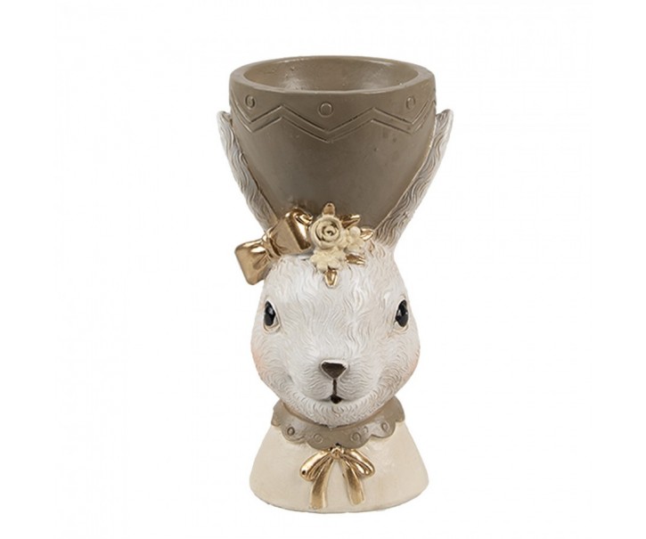 Béžový stojánek na vajíčko králičice s mašlí Egg Cup - 7*7*12 cm