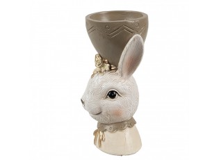 Béžový stojánek na vajíčko králičice s mašlí Egg Cup - 7*7*12 cm