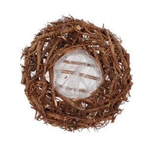 Hnědý květináč věnec z kořenů Root Wood - Ø 30 cm