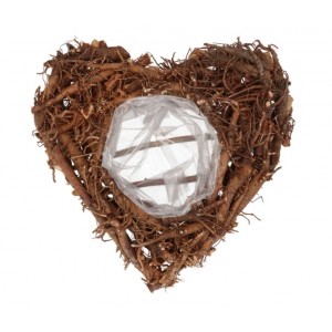 Hnědý květináč srdce z kořenů Root Wood - 40*10 cm
