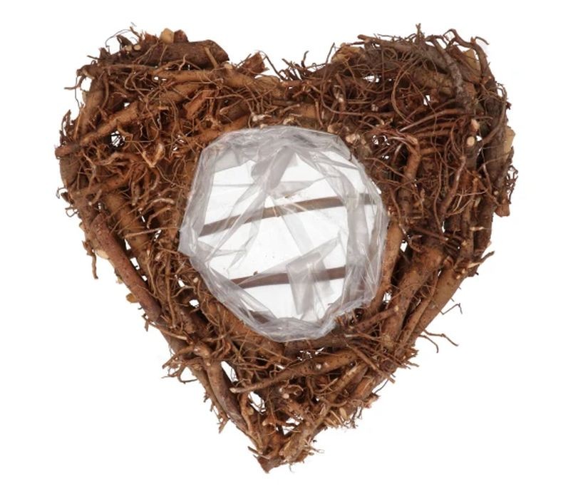 Hnědý květináč srdce z kořenů Root Wood - 40*10 cm