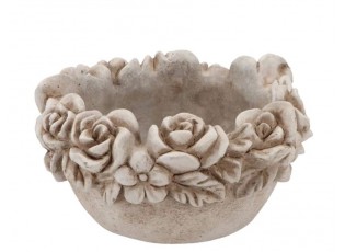 Cementový kulatý květináč mísa s květy Flower Bowl - Ø 22*12 cm