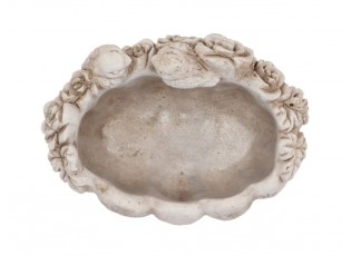 Cementový květináč mísa s květy a ptáčky Flower Bowl - 25*17*14 cm