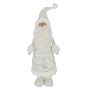Bílá vysoká dekorace Santa v kabátku XL - 22*15*66 cm