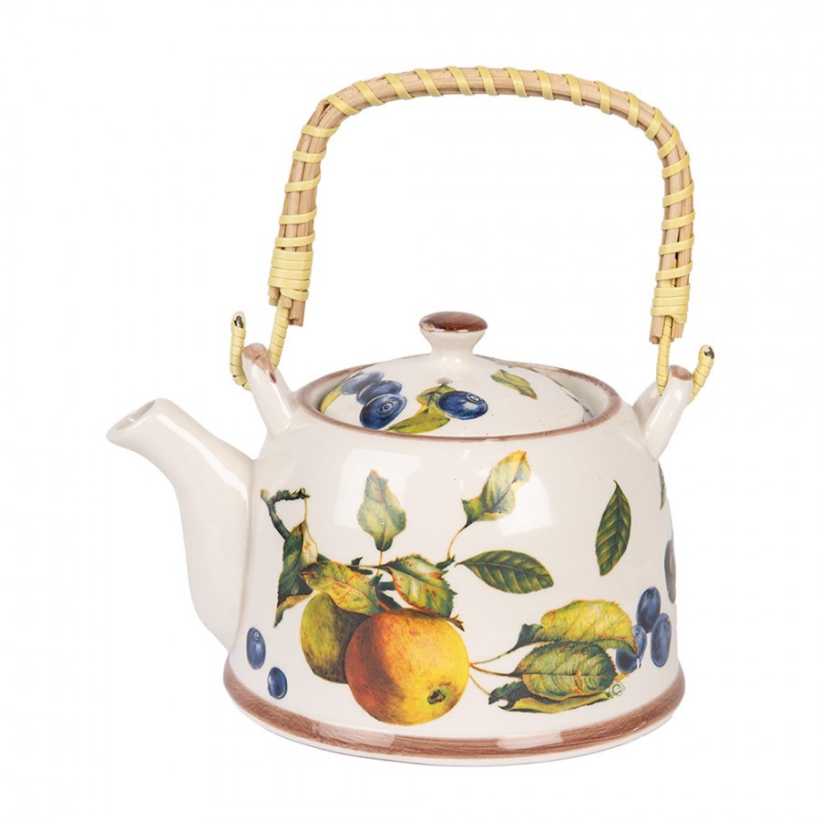 Krémová konvička s ovocem a se sítkem - 18*14*12 cm / 800 ml