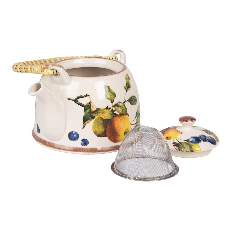 Krémová konvička s ovocem a se sítkem - 18*14*12 cm / 800 ml