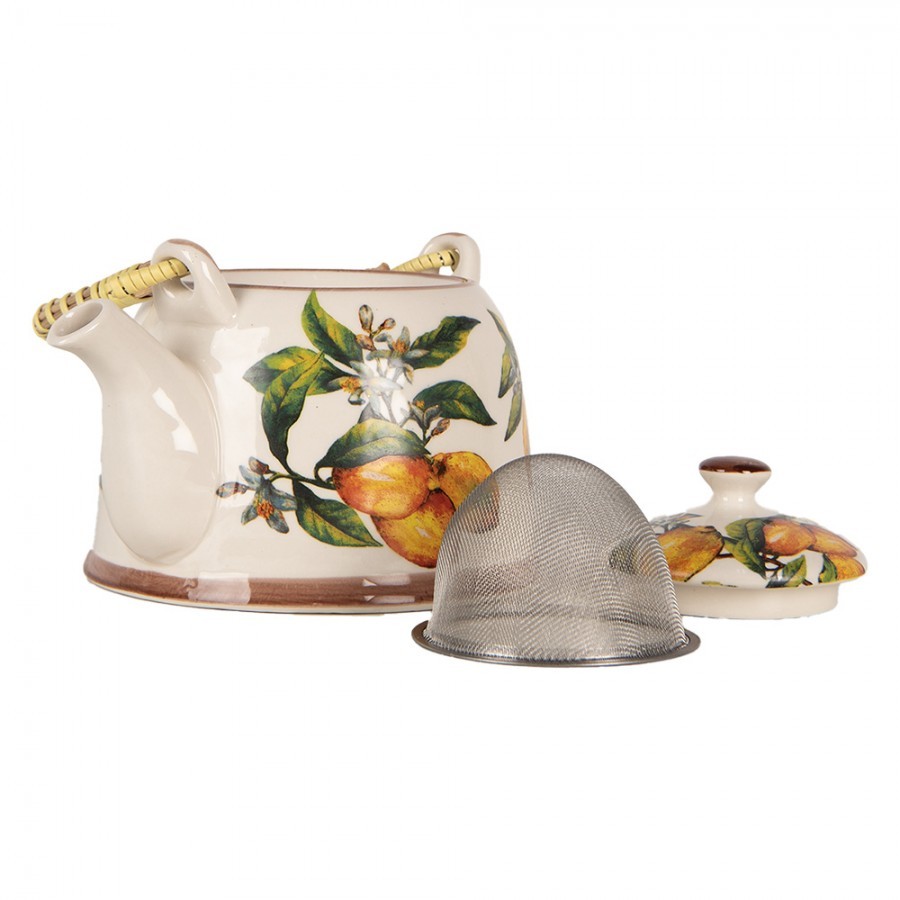 Krémová konvička s citróny a se sítkem - 18*14*12 cm / 800 ml