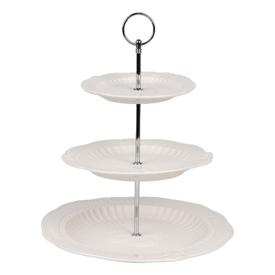 Elegantní 3-patrový porcelánový etažér - Ø 26*31 cm