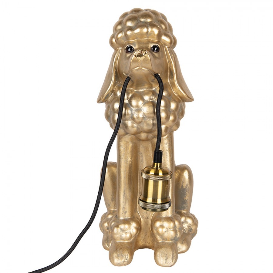 Table Lamp Dog Poodle 27x16x38 Cm Gold Colored Plastic - 27*16*38 cm E27/ma* 1*60W
