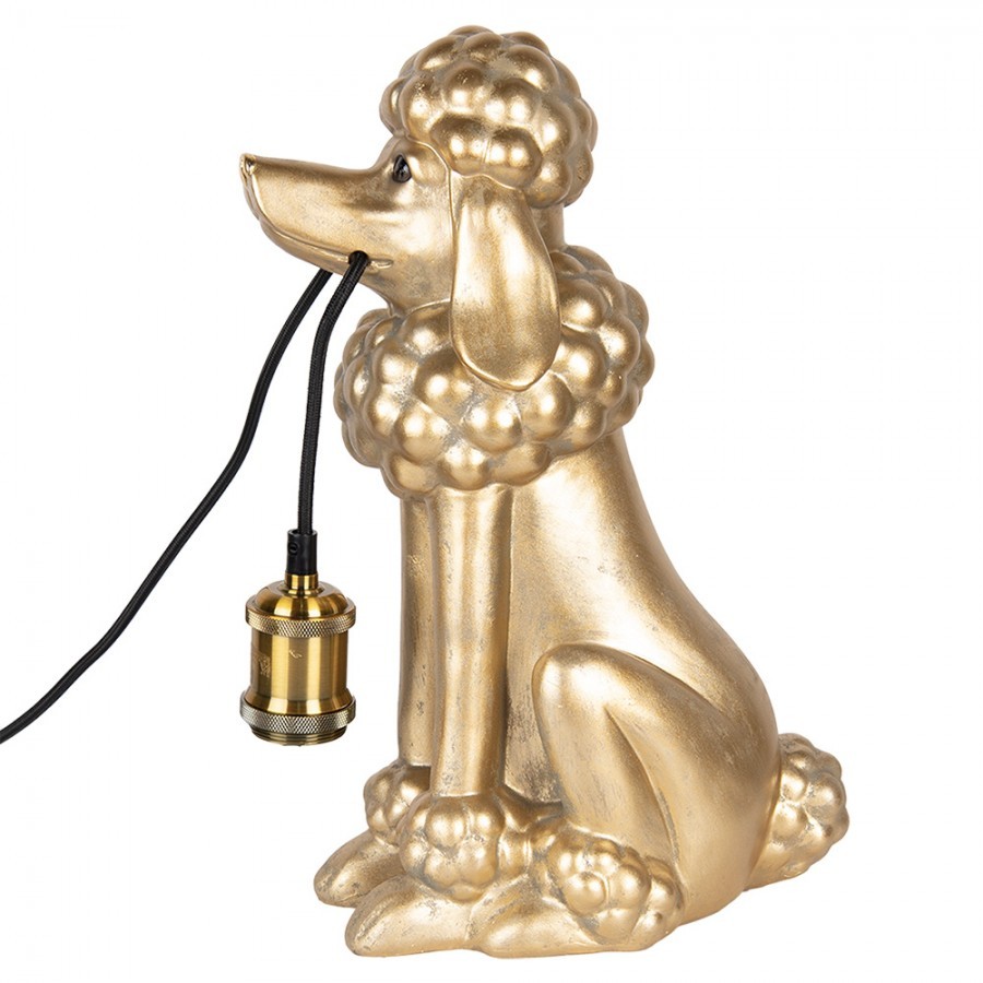 Table Lamp Dog Poodle 27x16x38 Cm Gold Colored Plastic - 27*16*38 cm E27/ma* 1*60W