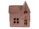 Hnědo-růžový keramický svítící LED domek - 10*6*11 cm Clayre & Eef