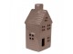 Hnědý keramický svítící LED domek - 8*6*15 cm Clayre & Eef